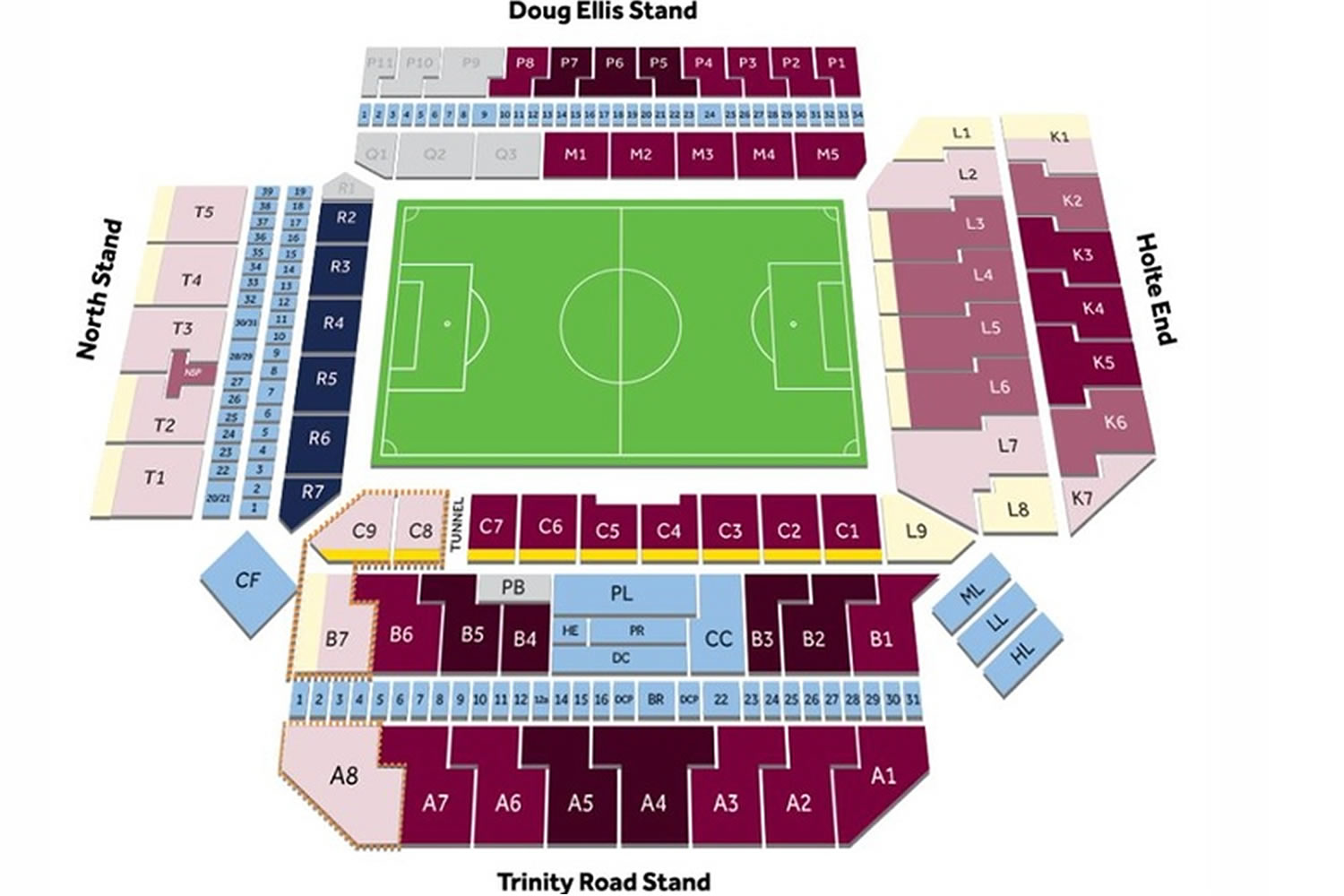 Villa Park, Birmingham, England, United Kingdom Seating Plan