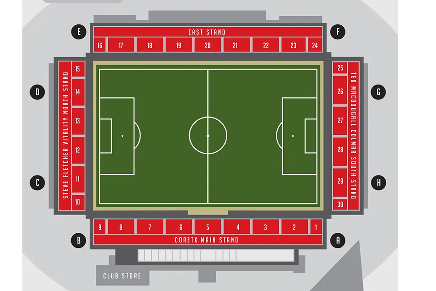 Vitality Stadium, Bournemouth, England, United Kingdom Seating Plan