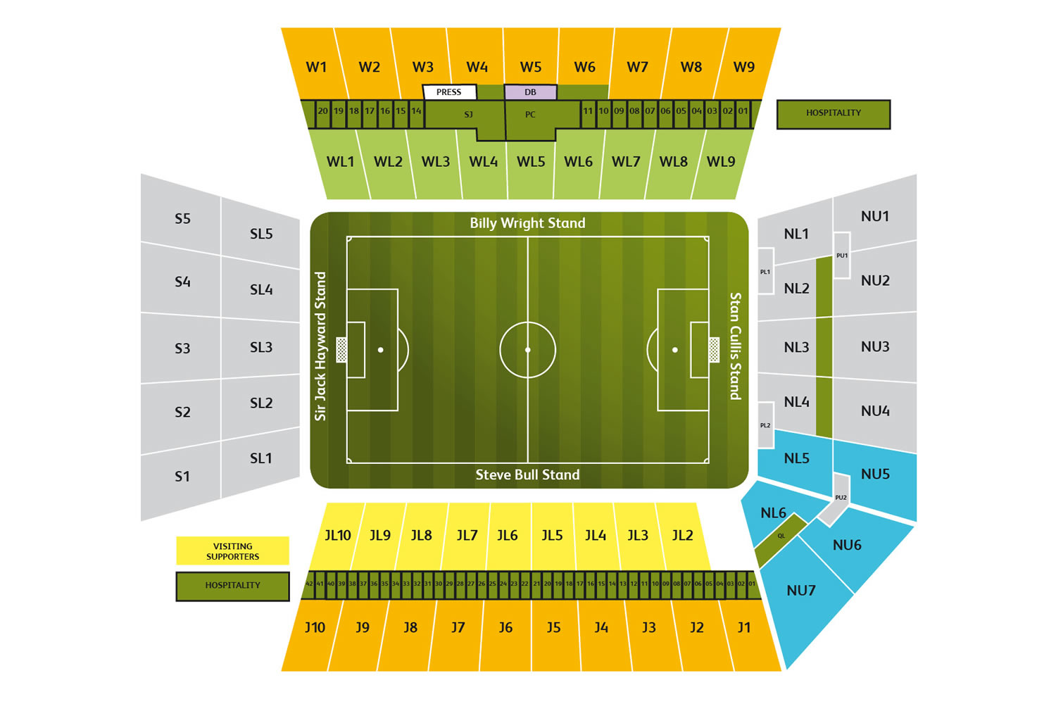 Molineux Stadium, Wolverhampton, England, United Kingdom Seating Plan