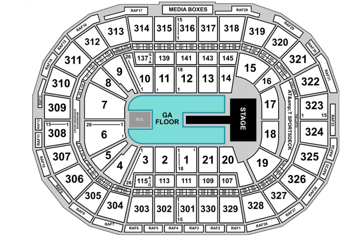 TD Garden, Boston, Massachusetts, United States Seating Plan