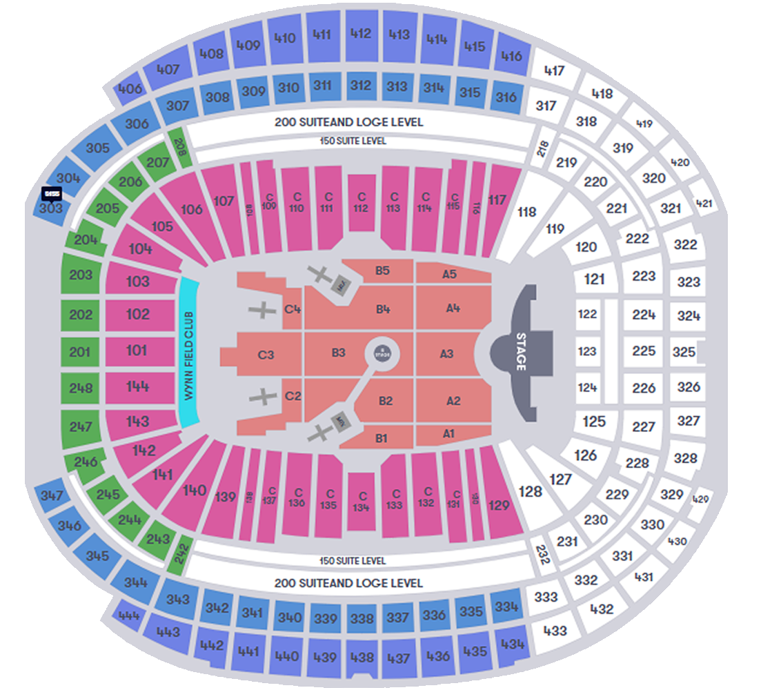 Allegiant Stadium, Las Vegas, Nevada, United States Seating Plan