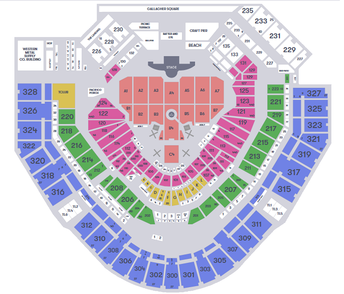 Petco Park, San Diego, California, United States Seating Plan