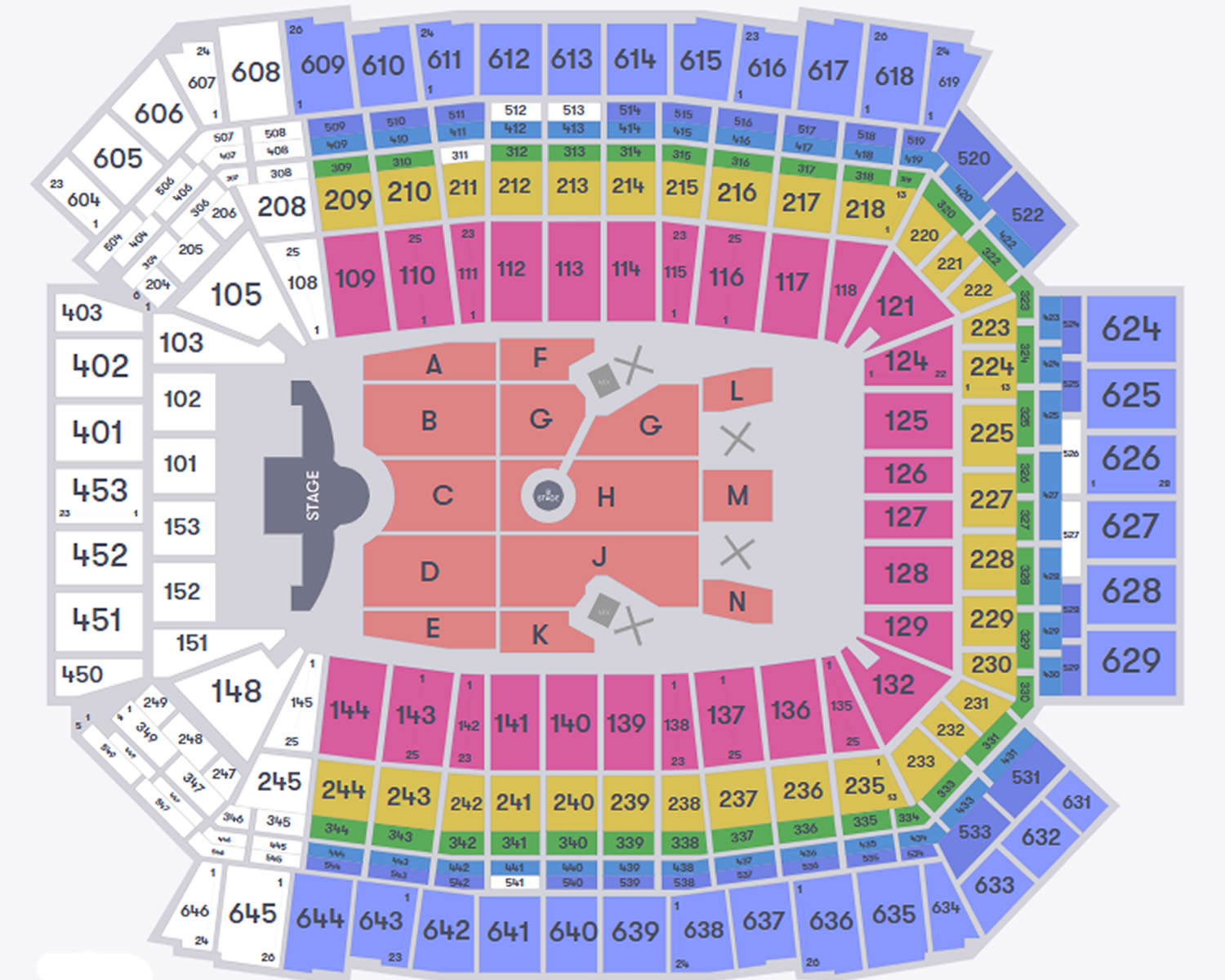 Lucas Oil Stadium, Indianapolis, Indiana, United States Seating Plan