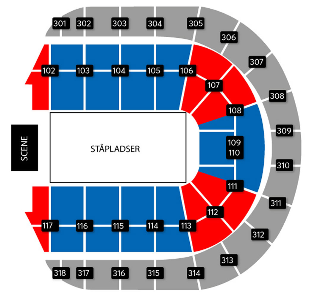 Royal Arena, Copenhagen, Denmark Seating Plan