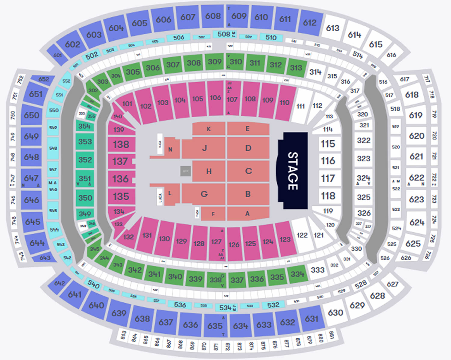 NRG stadium, Houston, Texas, United States Seating Plan
