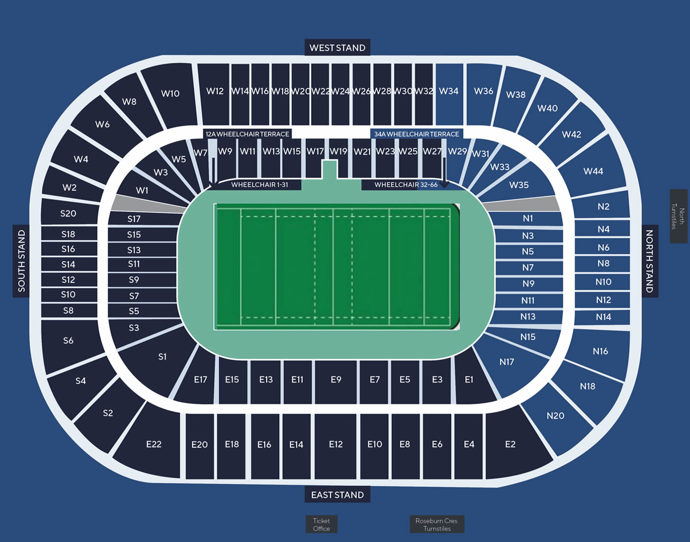 Murrayfield Stadium, Edinburgh, Scotland, United Kingdom Seating Plan