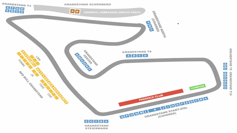 Red Bull Ring, Spielberg, Styria, Austria Seating Plan