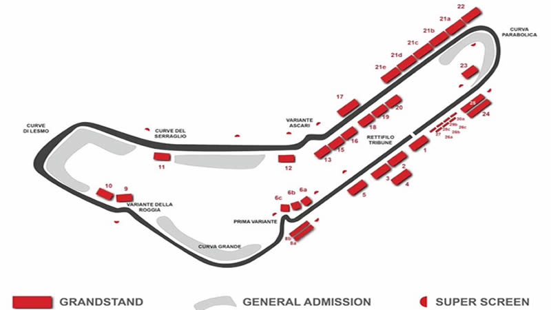 Autodromo Nazionale Monza, Monza, Italy Seating Plan