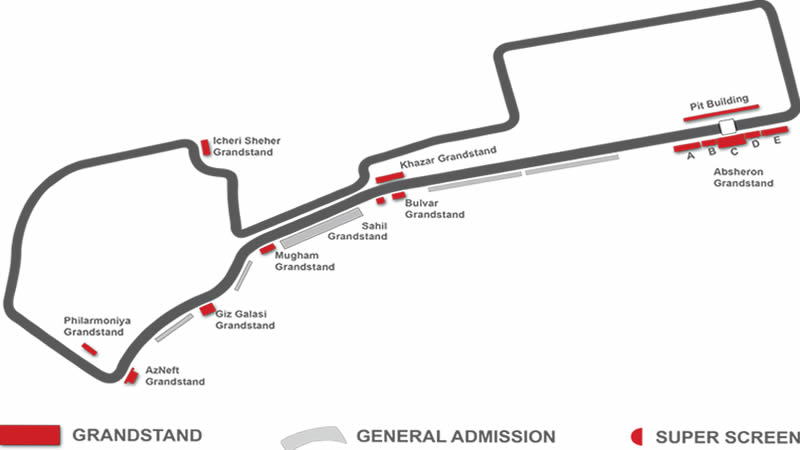 Baku City Circuit, Baku, Azerbaijan Seating Plan