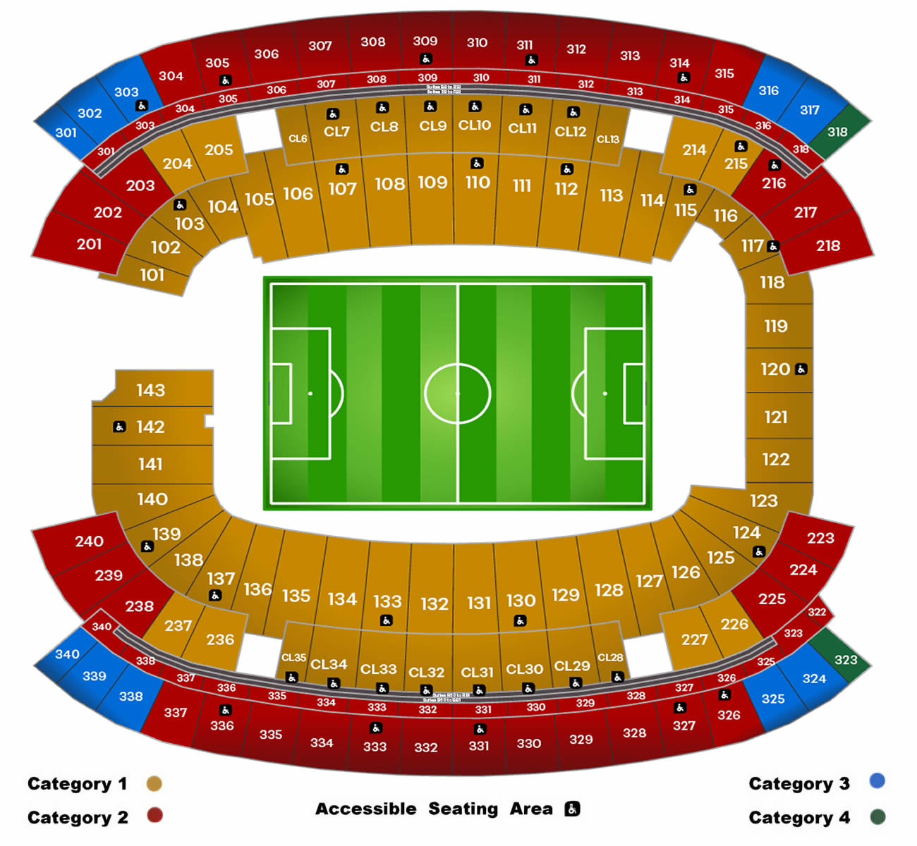 Gillette Stadium, Foxborough, Boston, United States Seating Plan
