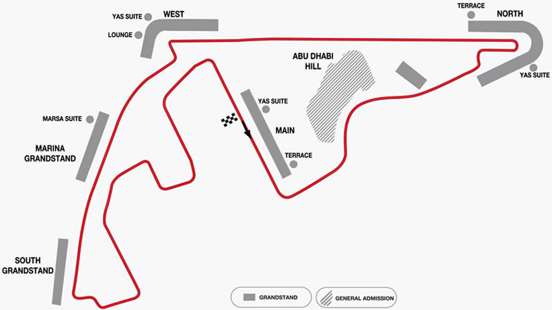 Yas Marina Circuit, Abu Dhabi, United Arab Emirates Seating Plan