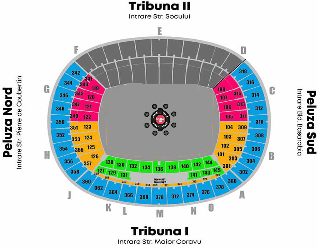 The National Arena, Bucharest, Romania Seating Plan