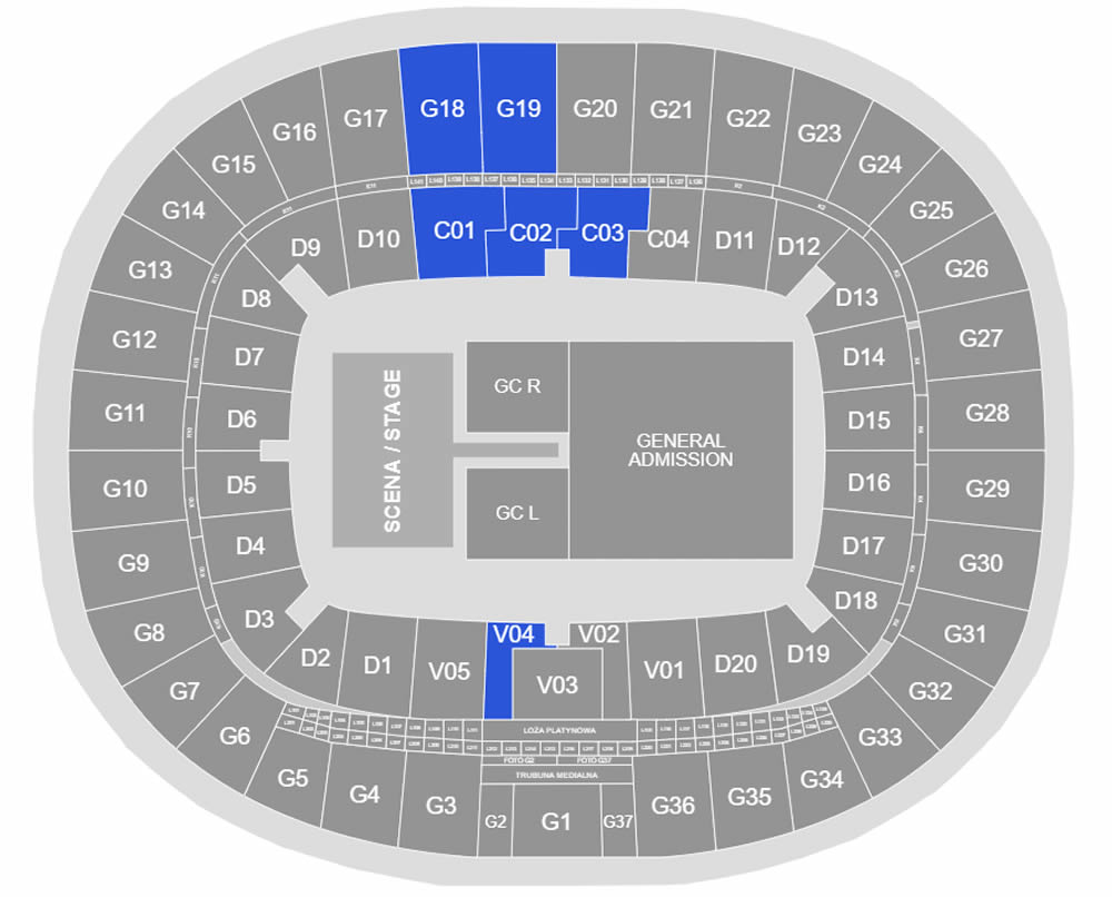 PGE Narodowy, Warsaw, Poland Seating Plan
